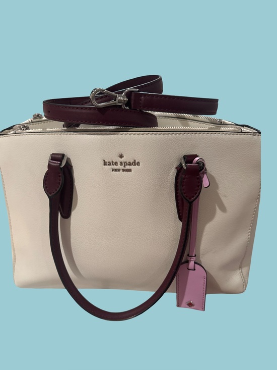 kate spade Handbags - kate spade Cream Leather Satchel with Burgundy Handles and Pink Tag